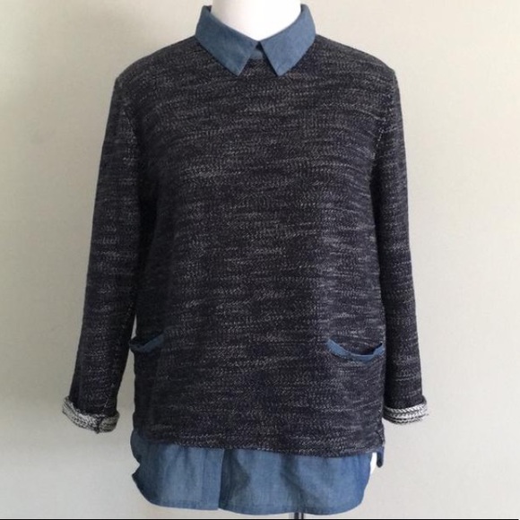 Denim Layered Sweater - Picture 1 of 6